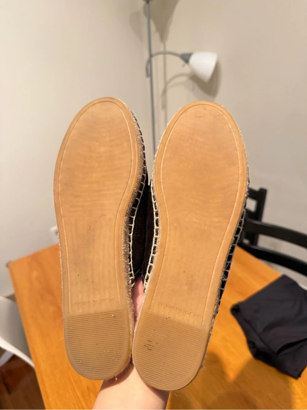 Tory Burch Black Suede Slip-On Mule with Gold Logo